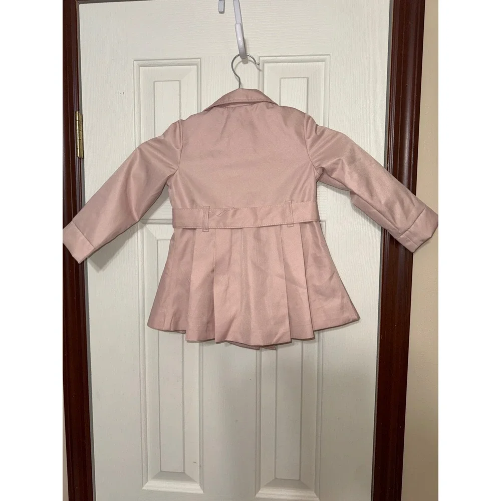 Tahari Pink Girls Trench Coat Double Breasted Belted Toddler Jacket 24M‎
